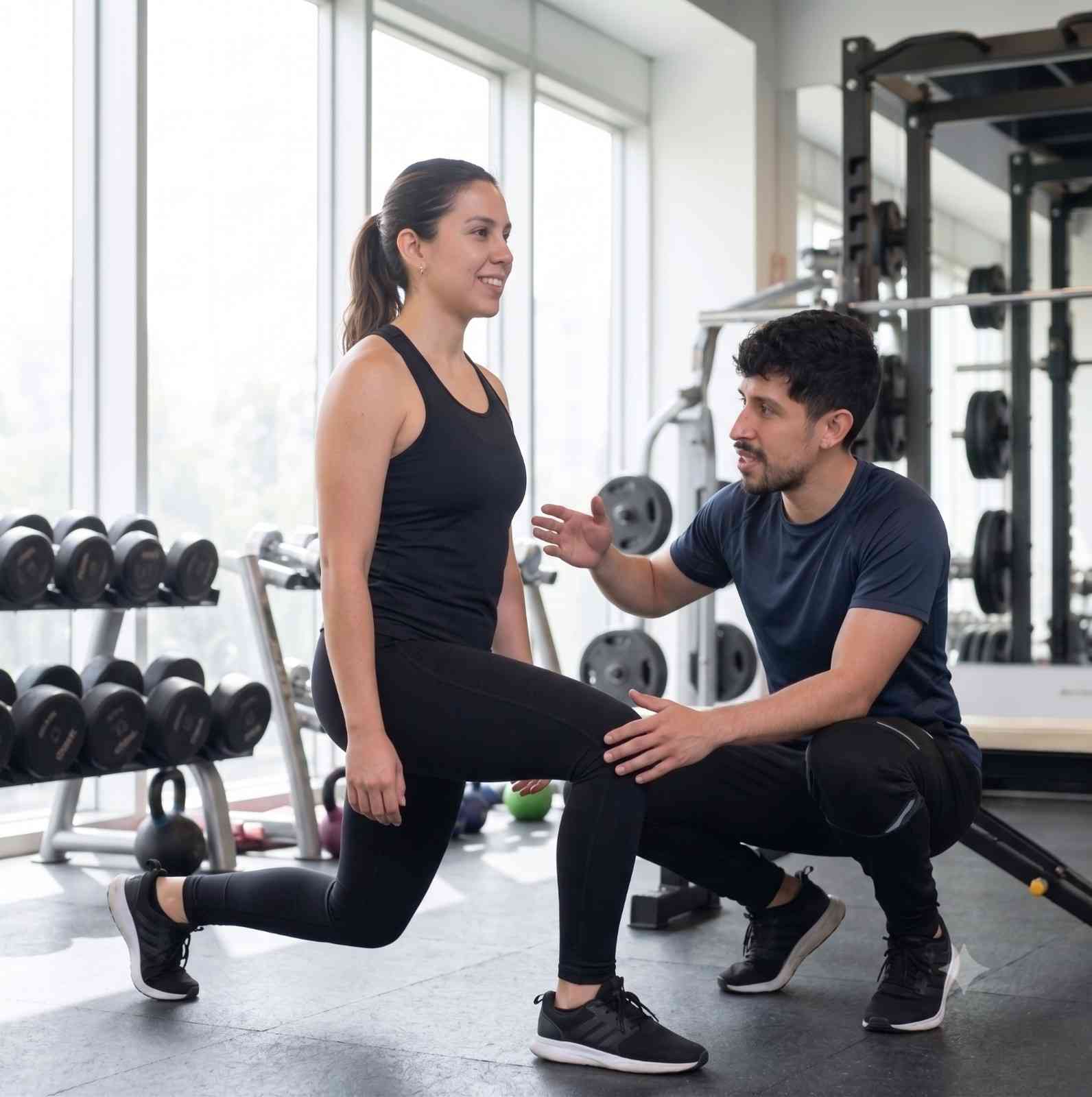 Joshy Sánchez entrenando a una clienta en un gimnasio de Madrid